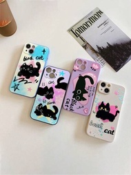 Funda de teléfono 3D Cartoon pintada con diseño de borde recto y estampado de gato y estrella de 4 piezas para iPhone P14 Pro Max, P13 Cartoon pintado P12 Anti-Fall XR, 78GES2 y XS Samsung Galaxy A03s, A03core, A04, A12, A13, A14, A21s, A22, A23, A24, A32, A33a34, A5 A51A52, A53, A54, A71, A72, A73, S20FE, S21, S22, así como la serie Xiaomi y Redmi Redmi 9, Redmi 9a, Redmi 10a, Redmi 10c, Redmi Note9, Redmi Note10, Redmi Note11, Redmi Note12, Redmi 12, Redmi 12c