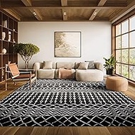 Safavieh Tulum Collection TUL270Z Boho Moroccan Distressed Area Rug, 8' x 10', Black/Ivory