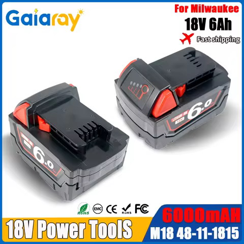 3.0Ah/4.0Ah/5.0Ah/6.0Ah For Milwaukee M18 18V Replacement M18B5 XC Li-ion Battery For Milwaukee 48-1