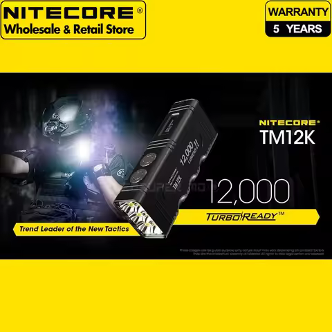 12000 Lumens NITECORE TM12K USB-C Rechargeable High Power Flashlight Built-in 21700 Li-ion Battery