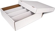 Easy Playhouse: Trading Card Storage Box - 3200ct Capacity, White Cardboard Divided Organizer, Sport