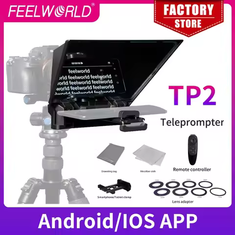 Feelworld TP2 Portable Mini Teleprompter for Phone DSLR Recording Live Broadcast Mobile Video Shooti