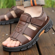 Naza Trend Store【Free Shipping ส่งฟรี】 รองเท้าแตะรองเท้าแตะชายหาดหนังแท้ของผู้ชายรองเท้าแตะสำหรับผู้ชายใหม่สำหรับฤดูร้อน