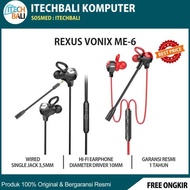 Promo / Terlaris Earphone Gaming Rexus ME6 With Dual Microphone Rexus ME-6 | ITECHBALI Terbaik