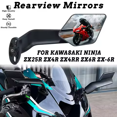 For Kawasaki Ninja ZX25R ZX4R ZX4RR ZX6R ZX-6R Motorcycle Mirrors Adjustable Rotating Wind Wing Mirr
