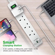 Imazing 防雷拖板 4 插座/2USB/TYPE C 20W  白色