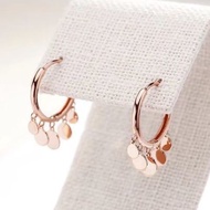 Free Shipping Earrings 彩金耳环女18K金正品au750小圆片玫瑰金K黄耳坠耳饰 气质耳扣 Subang Anting-anting