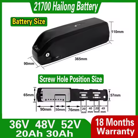 Hailong ⚡Battery 36V 48V 52V 20Ah 30Ah 40Ah 18Ah for Bafang BBS02 BBS03 BBSHD Motor Hailong Battery 