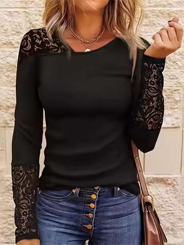 Elegant Casual Woman T-Shirt Fashion Loose T-Shirt Woman Temperament Long sleeve T-Shirt Holiday Wee