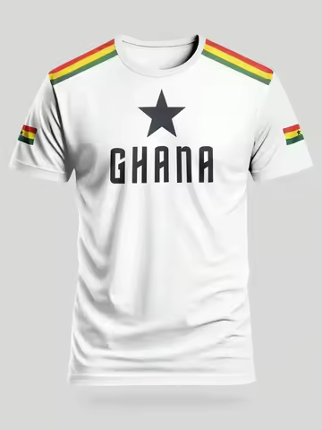 Ghana Style Men's Youth Football Jersey Printed Round Neck Design Comfortable Top Football Match Tra