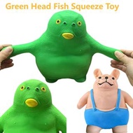 Green Head Fish Toy Squeeze Toy Fidget Toy Stress Relief Toy for Kids Adults Party Favors
