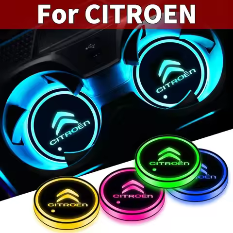 Car Cup Holder LED Light Car Cup Pad Colorful Light Coaster For Citroen C1 C2 C3 C4 C5 C6 C8 C4L DS3