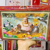 Tranh thêu kín Phật Di Lặc E185 (100x70cm) EDB195 (150x90cm) tranh chưa thêu d75