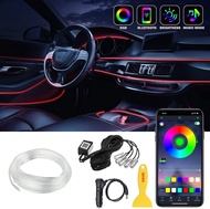 LED Car Interior Decoration Lamp Strip Auto Ambient Light APP RGB Music Control Flexible EL Wire Rope Tube Atmosphere Neon Strip