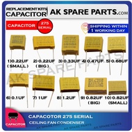 ( 0.1, 0.22, 0.33,  0.47, 0.68, 0.82, 1.0, 1.2, )uF 310v AC Fan Capacitor