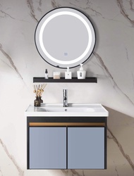[ARTE DELUXE] Aluminium Bathroom Mirror Cabinet Toilet Storage Box with Mirror LED Toilet Cabinet 700 600mm Bathroom Cabinet Sinki Storage