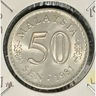 [ Syiling ] 50 Sen 1981 ( UNC ) Malaysia Parliament House