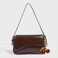 1pc PU Leather Women's Shoulder Bag, Burgundy Square Bag, Versatile Patent Leather Small Bag, Y2K Ba