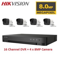 16 Channel Hikvision 4K 8MP Analog CCTV System With 4 x 4K 8.3MP Camera or 8 x 4K 8.3MP Camera
