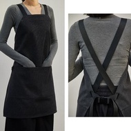 VIRGO STUDIO 簡約內嵌式口袋設計雙肩交叉牛仔圍裙帆布圍裙可定