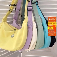 Lovito Casual Plain Zipper with Lining Hanging Decorations Satchel Bag for Women L48BA018 (White/Pur