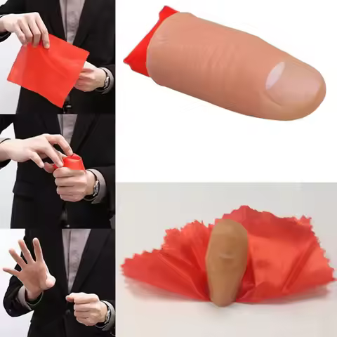 Fashion Finger Magic Tricks phantasy Props Close Up Vanish Appearing Plastic Finger Thumb Tip Red Si
