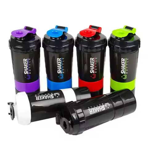 Protein Shaker Bottle Leak Proof Bottle for Protein Mixes 3 Layer Twist Off Shaker Cup Sports Shaker