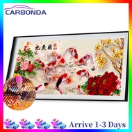 [7 Day Refund Guarantee] 5D DIY Full Drill Diamond Painting Peony 9 Fishes Cross Stitch Embroidery [Arrive 1-3 Days]