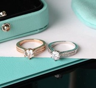 Tiffany風格六爪鋯石戒指 玫瑰金/金色/銀色 輕奢時尚指環