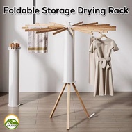 Folding Drying Rack Indoor Floor Pole Hanging Clothes Rack Balcony Drying Rack Solid Wooden Drying Rack Aluminium Drying Pole ANJIALE