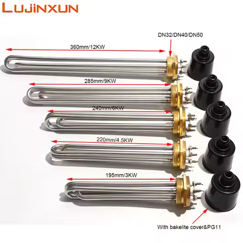 LUJINXUN Electric Water Heater DN32 DN40 DN50 Immersion Heating Element SUS304 220V Tubular Booster 