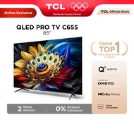 TCL 85 Inch QLED Google TV with ONKYO, 120hz Game Accelerator, T-Screen, Dolby Atmos Televisyen 85C6
