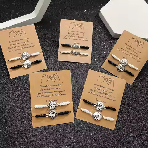 Fashion Soccer Baseball Basketball Volleyball Rugby Bracelet for Men Sporty Style Adjustable Bracele