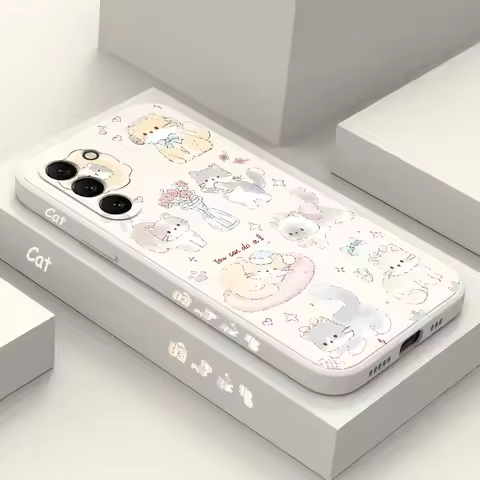 S23 Cute Cat Silicone Phone Case For Samsung S23 S23FE S23Plus S23Ultra S22Ultra S22Plus S24Plus S22
