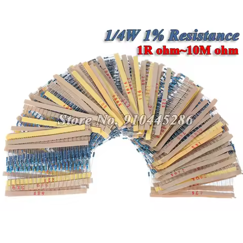 100PCS 1/4W 1% Metal Film Resistor 100R 220R 1K 1.5K 2.2K 4.7K 10K 22K 47K 100K 100 220 1K5 2K2 4K7 