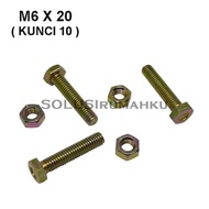10 Pcs YELLOW BOLT NUT M6 6X20 mm / BOLT hole 6 mm X length 2 cm KEY 10