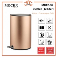Mocha Pedal Trash Can Automatic Open Foot Step Stainless Steel Soft Closed 12L Dustbin (MD12-CG) - C