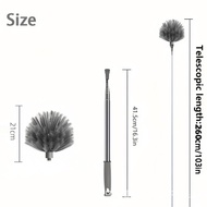 Keranixy Microfiber Feather and Cobweb Duster Long Adjustable Ceiling Duster Broom Roof Wipe Wall Du