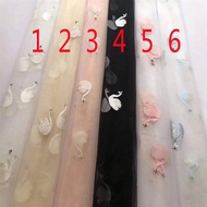 1 Yard Mesh Fabric Embroidered Lace Full Of Swan