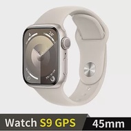 Apple Watch S9 GPS 45mm 鋁金屬錶殼搭配運動型錶帶 (星光鋁星光錶帶(S/M))