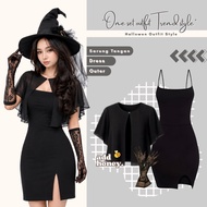 Trendy Black Midi Dress Outfit Set with Gloves | Dress | Outer Halloween | AH40's Latest Cosplay