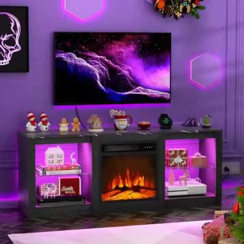 58inch Electric Fireplace TV Stand for 65inch TVs Modern Entertainment Center with 18inch Builtin El