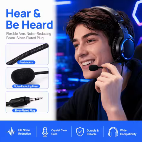 3.5mm Plug Detachable Microphone Bendable HiFi Replacement Game Mic for Logitech G233 G433 Gaming He