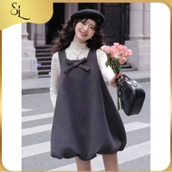 Feminine Sellena lady's dress, cute pumpkin bow tie women's dress D79