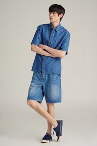 Mc JEANS เสื้อเชิ้ตผู้ชาย แขนสั้น ทรงรีแลกซ์ MSSZ288 เสื้อเชิ้ตยีนส์ ผ้ายีนส์ 7.0 Oz