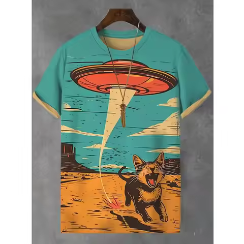 Unisex 2025 T Shirt Men Women Vintage Cartoon Cat 3d Printed T Shirts For Casual Fashion Funny Shirt