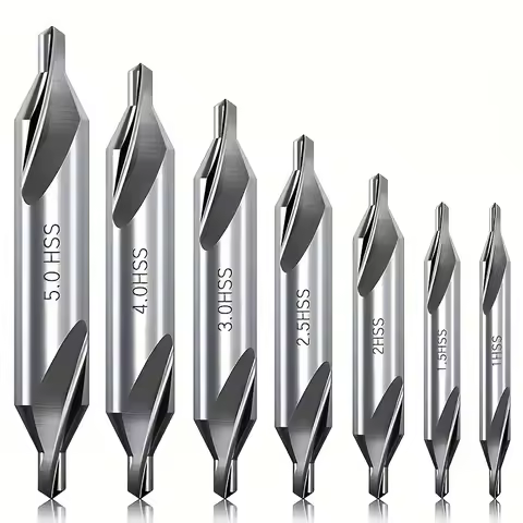 7pcs Center Drill Bit Set 60 Degree Angle Center Drill Bit Kit Lathe Metal Working Butt Tool