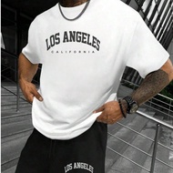 ชุดแฟชั่นฤดูร้อนสำหรับผู้ชาย - เสื้อยืดพิมพ์ "LOS ANGELES CALIFORNIA" + กางเกงขาสั้น สำหรับแฟนพันธุ์