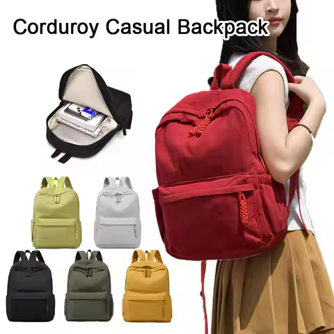 Minimalist Corduroy Casual Backpack Large Capacity Lightweight Durable Student Backpack High-Quality