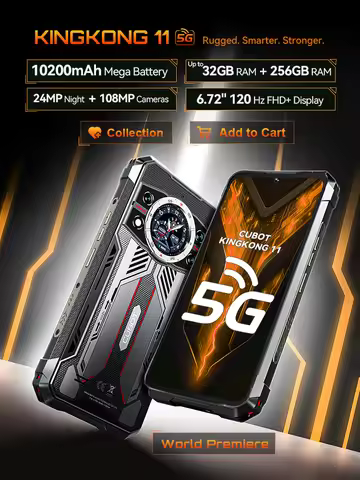 Rugged Smartphone 5G Cubot KingKong 11, 10200mAh Battery, Dimensity 7025, 6nm, 2.5GHz, 32GB RAM(16+1
